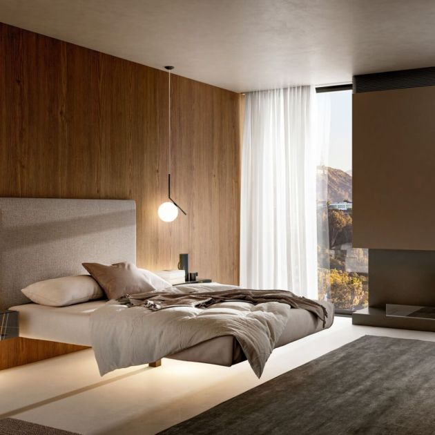 chambre design avec lit suspendu